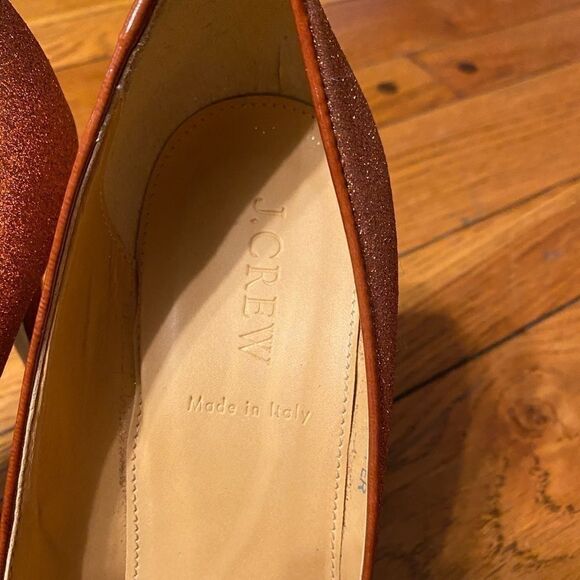 J Crew academia Rose gold glitter heels, sz 7.5, 3.5” heels - Picture 5 of 9